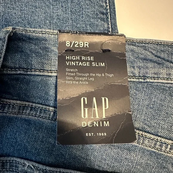 New Women Gap High Rise Vintage Slim Straight Leg Ankle Denim Size 8/29R - Picture 9 of 11